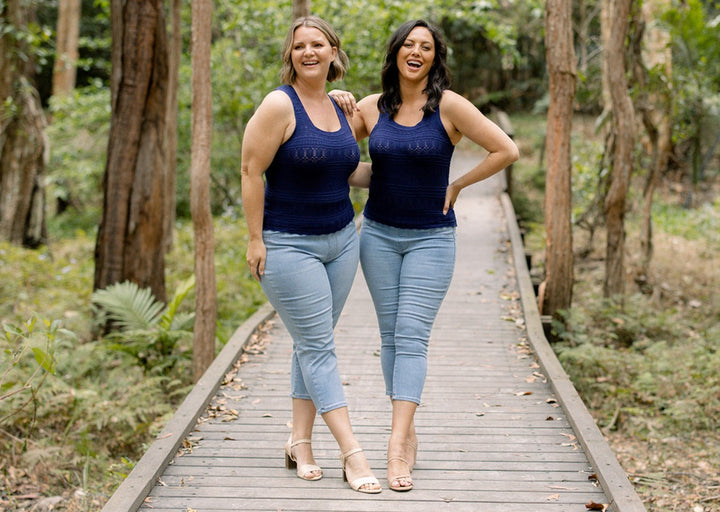 Freya Knit Singlet in Navy