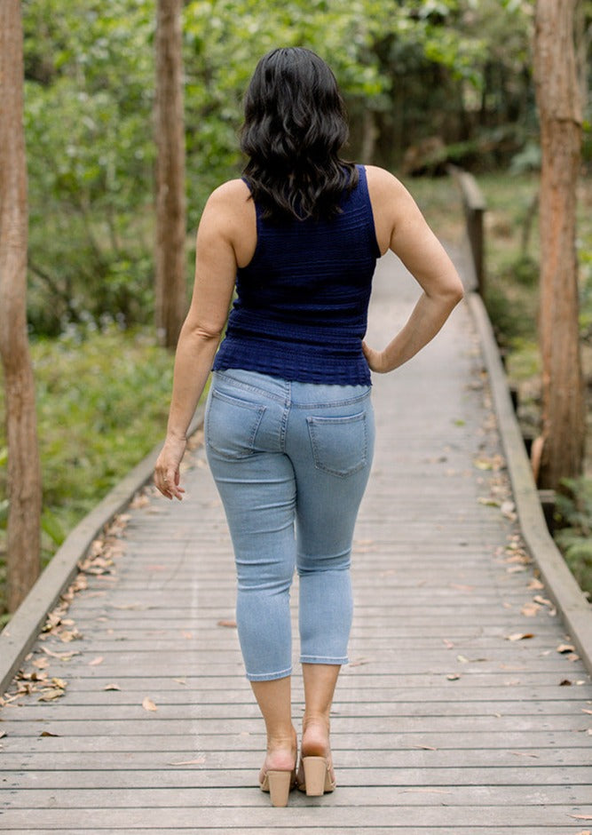 Freya Knit Singlet in Navy