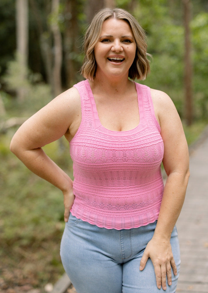 Freya Knit Singlet in Pink