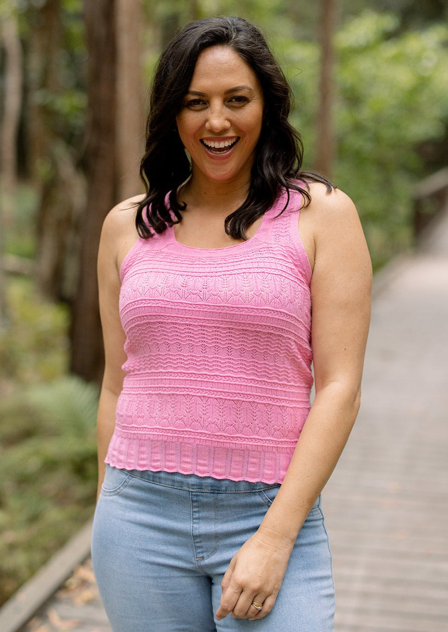 Freya Knit Singlet in Pink