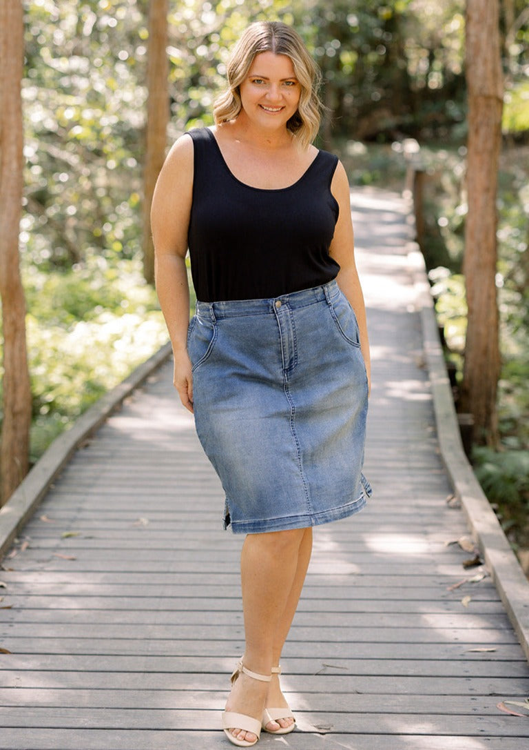 Georgia Denim Skirt in Blue