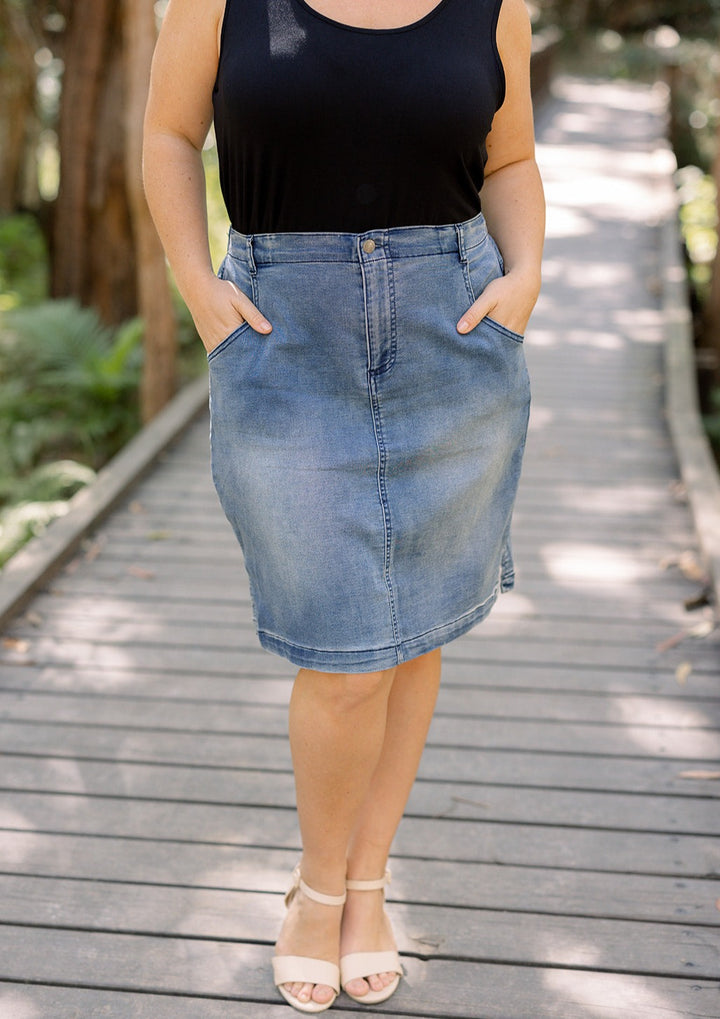 Georgia Denim Skirt in Blue