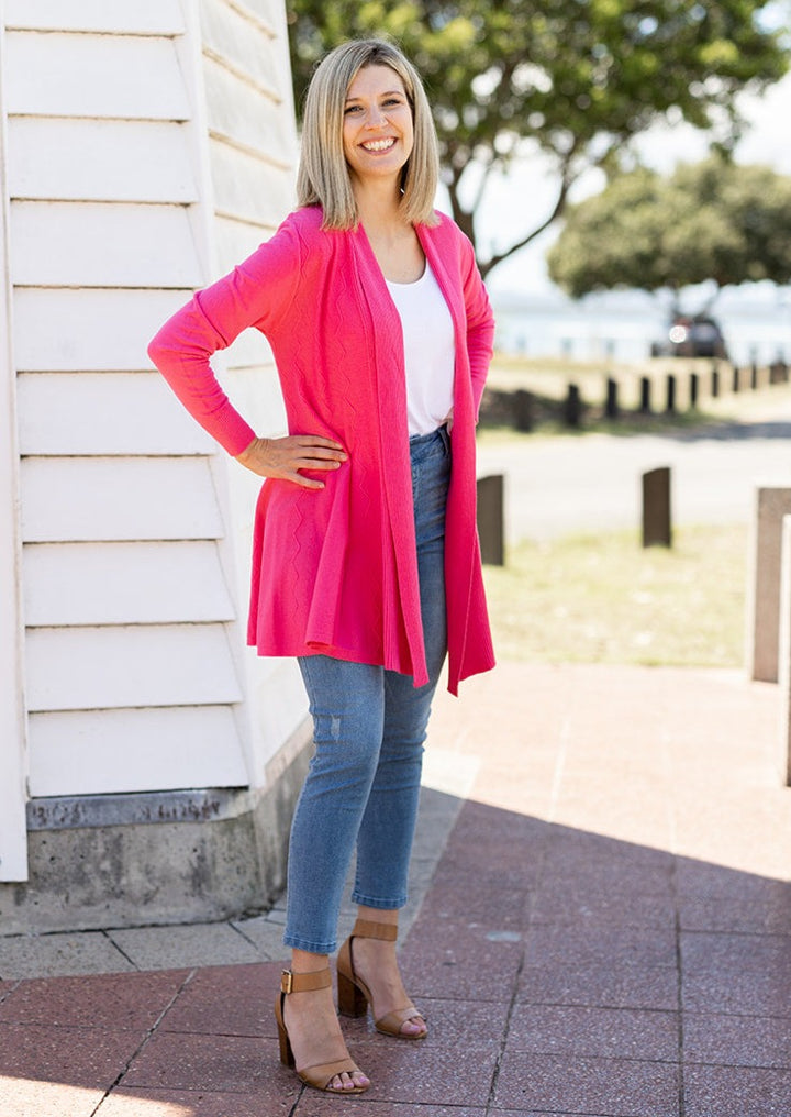 Jasper Swing Cardigan in Hot Pink