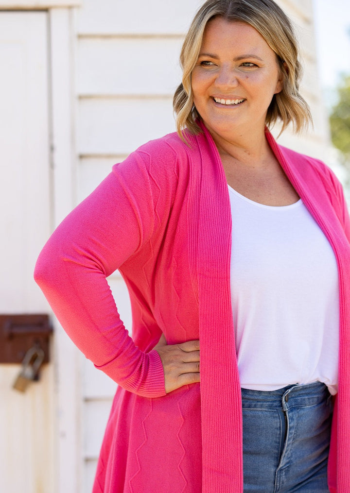 Jasper Swing Cardigan in Hot Pink