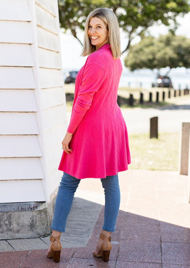 Jasper Swing Cardigan in Hot Pink