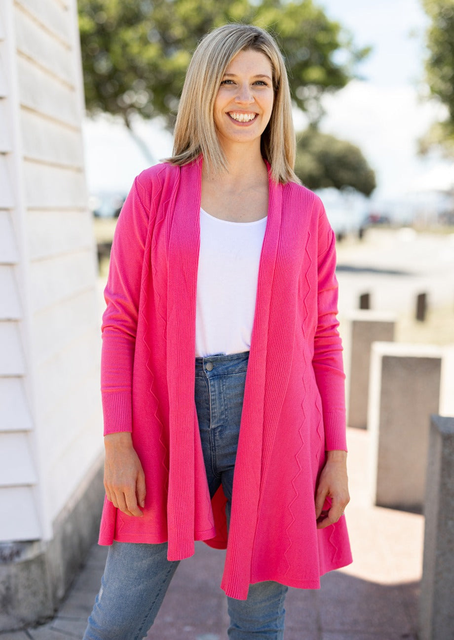 Jasper Swing Cardigan in Hot Pink