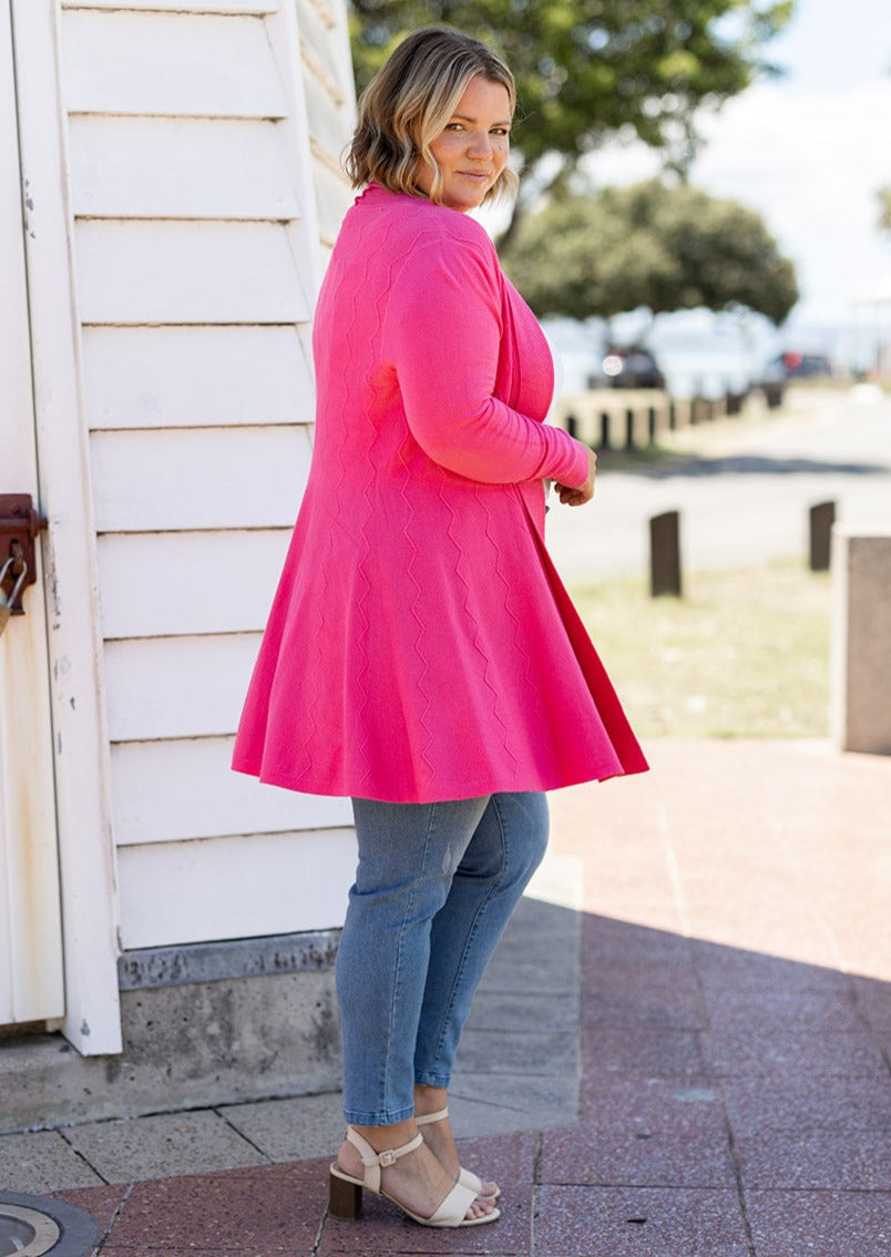 Jasper Swing Cardigan in Hot Pink