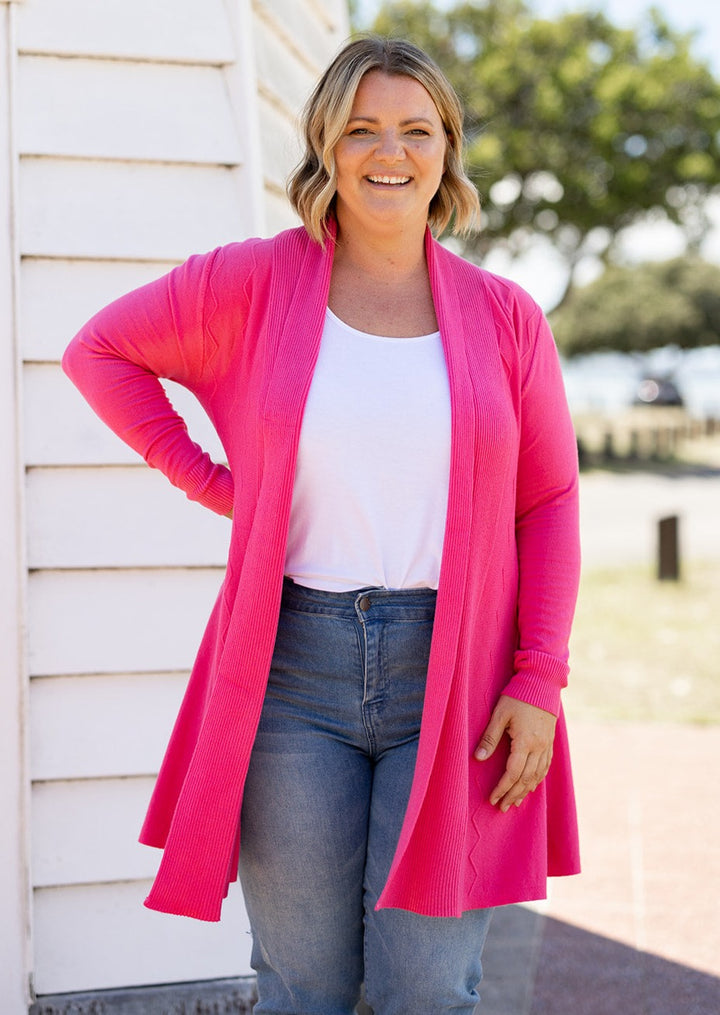 Jasper Swing Cardigan in Hot Pink