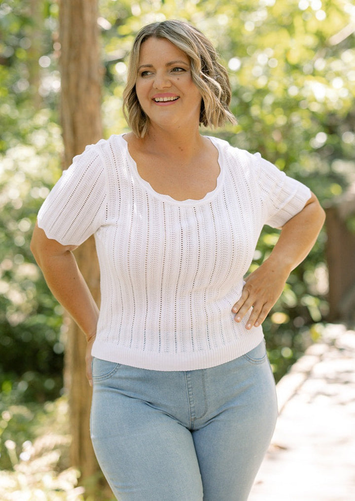 Ella Knit Top in White