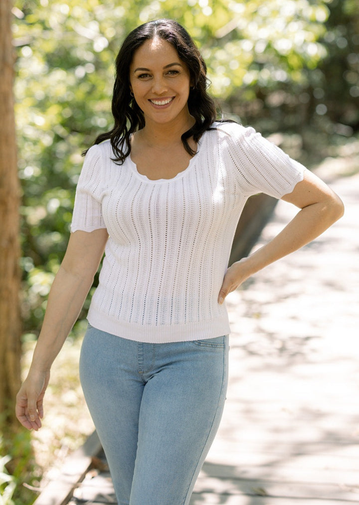 Ella Knit Top in White